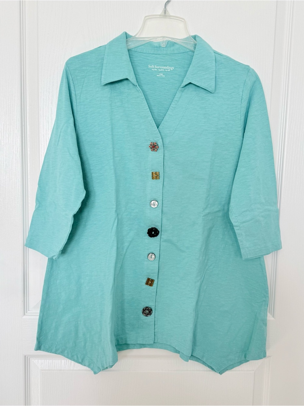 Soft Surroundings Button-Front Collared Tunic Top